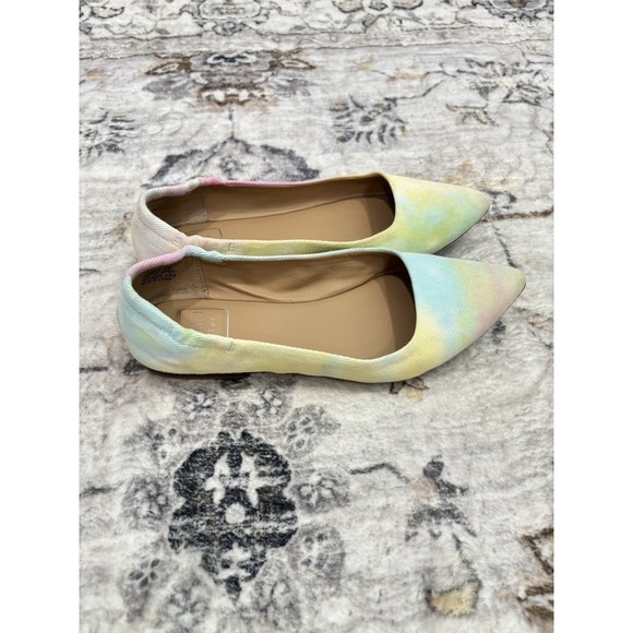 Kaari Blue Flats Size 8 Women's Pastel Tie Dye Pointed Toe Shoes Rainbow Dash - Picture 2 of 7